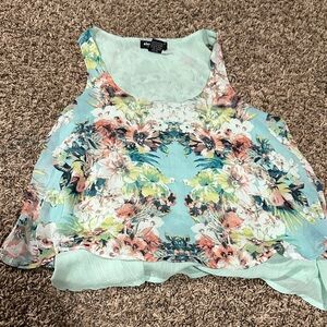 About A Girl Floral Tank Top - Mint Green and Coral